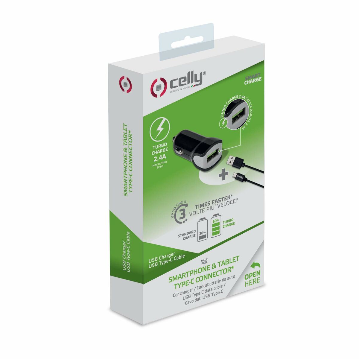 Biloplader Celly Sort 12 W